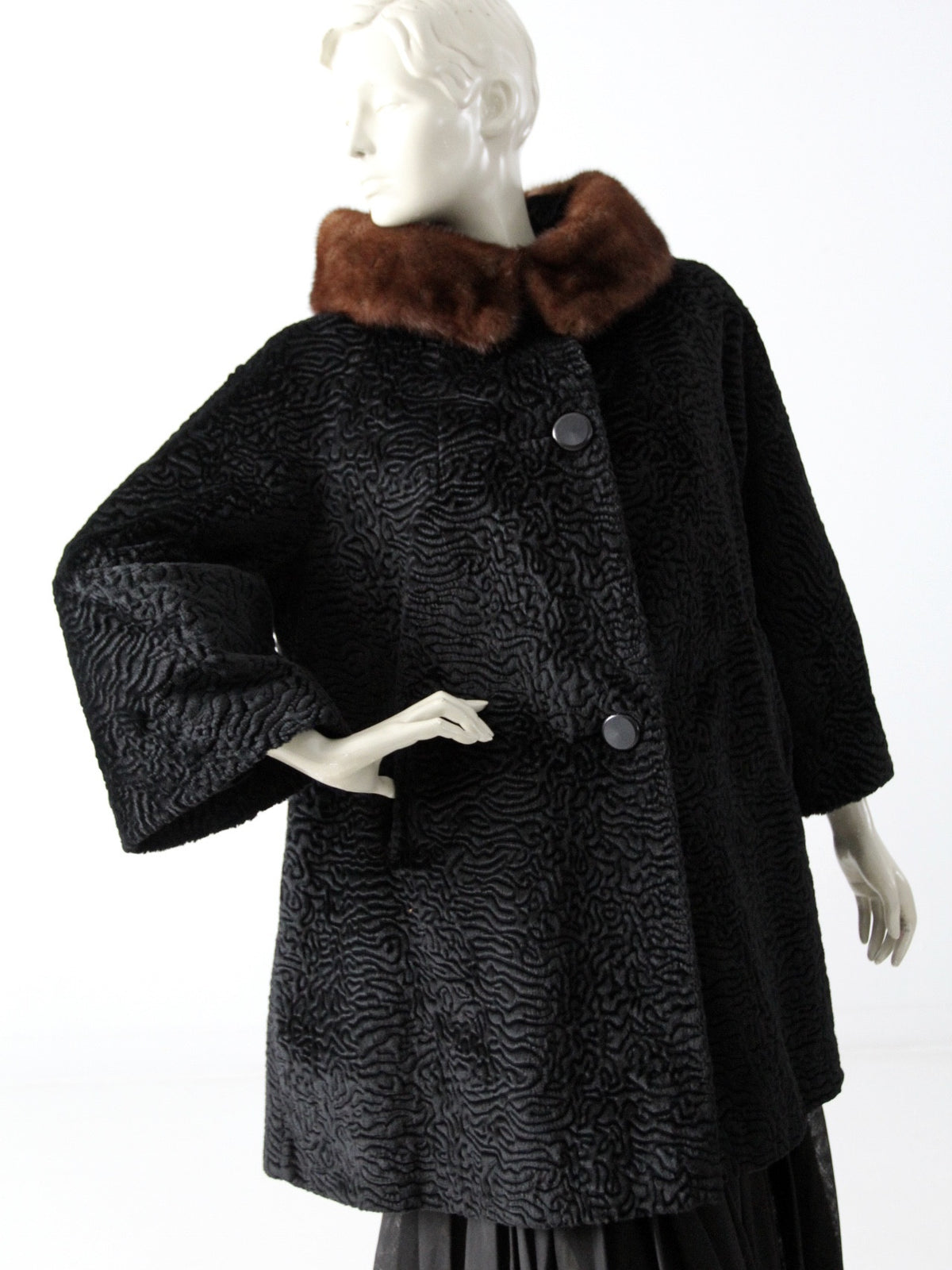 vintage 60s faux fur swing coat with mink collar – 86 Vintage
