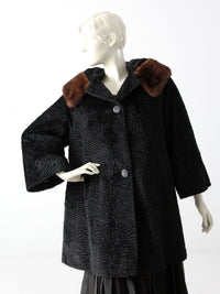 vintage 60s faux fur swing coat with mink collar