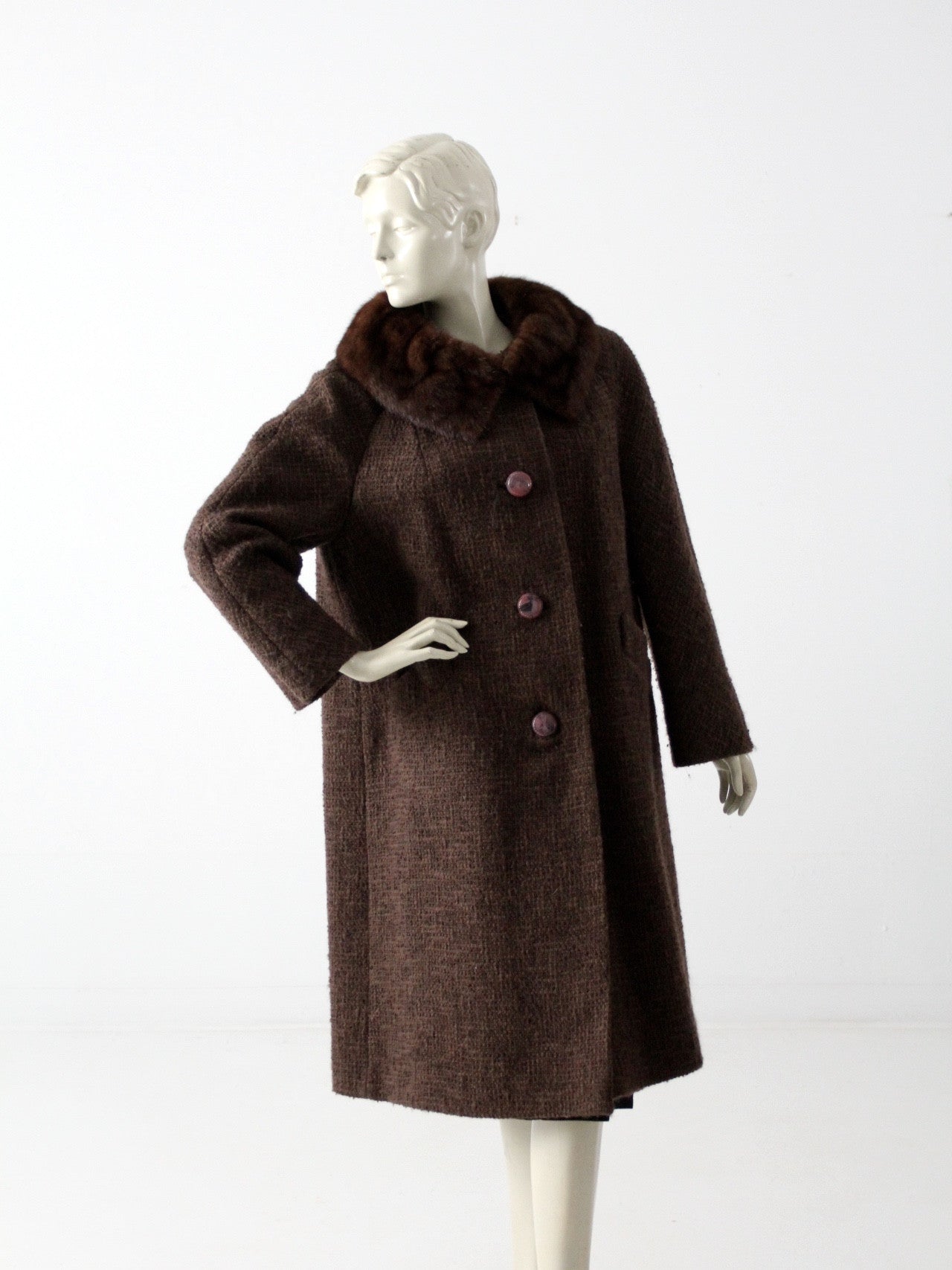 vintage 1960s Betty Rose wool coat with fur collar 86 Vintage