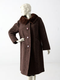 vintage 1960s Betty Rose wool coat with fur collar