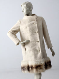 vintage 60s wool coat with fur trim