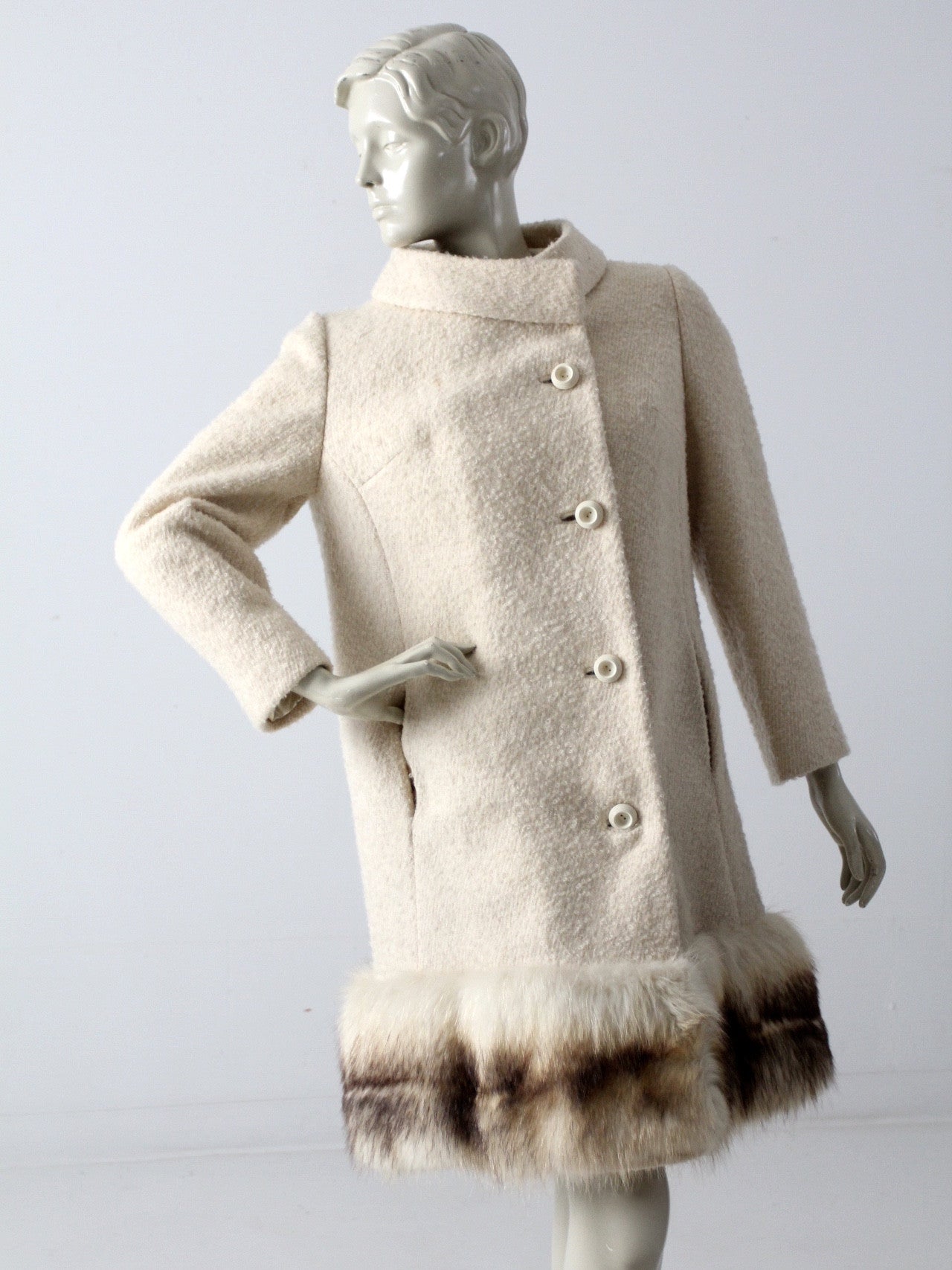 vintage 60s wool coat with fur trim