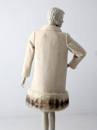 vintage 60s wool coat with fur trim