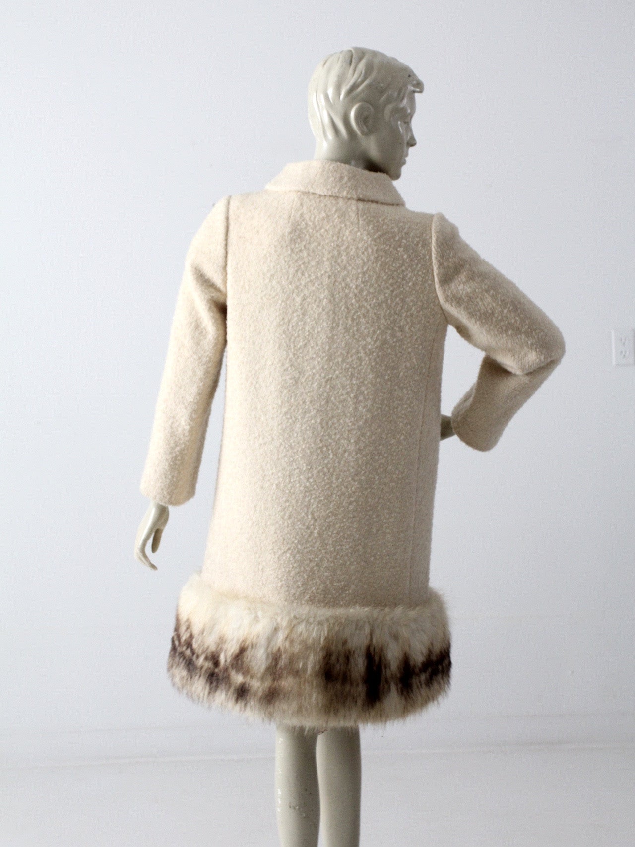 vintage 60s wool coat with fur trim