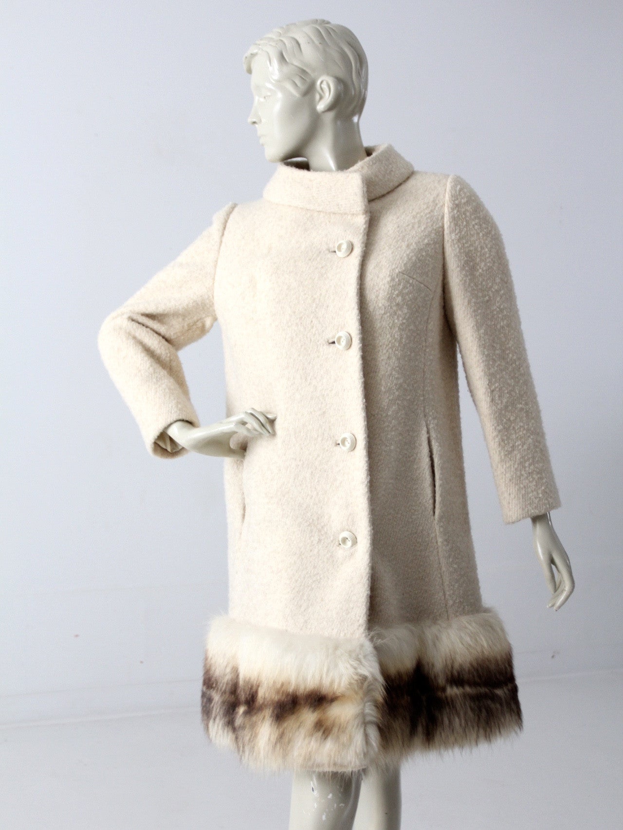 vintage 60s wool coat with fur trim