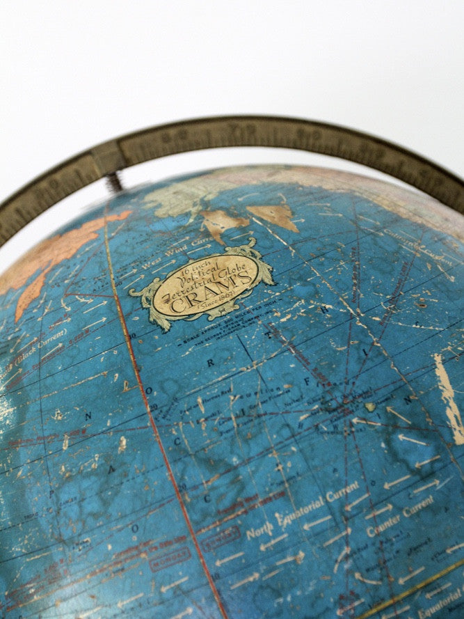 mid century Crams political terrestrial globe XL