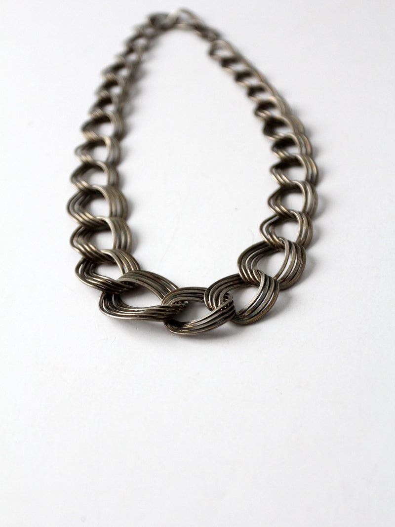 vintage silver ring link necklace