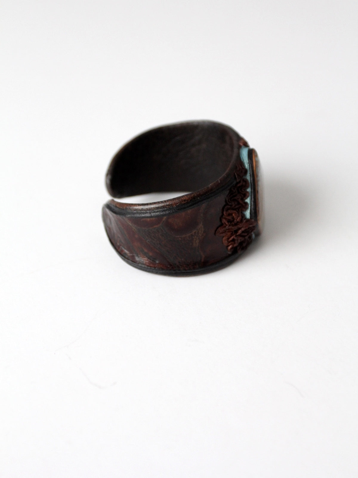 vintage leather cuff with stone