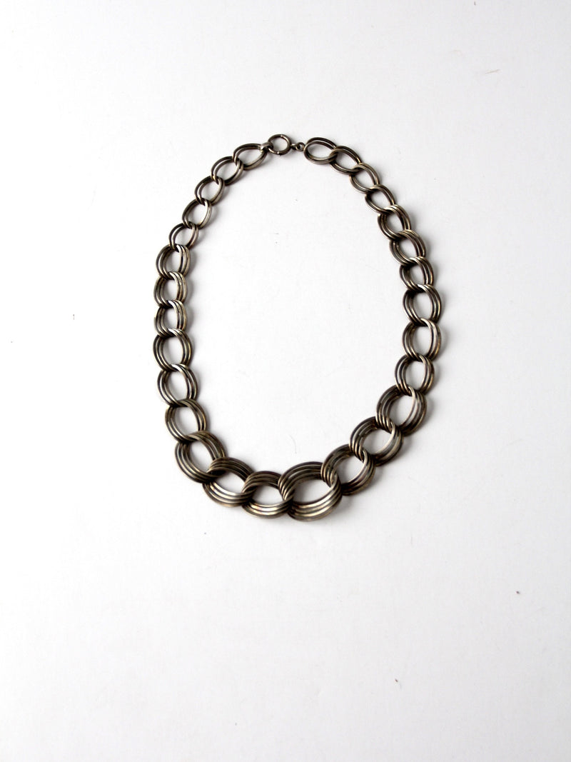 vintage silver ring link necklace