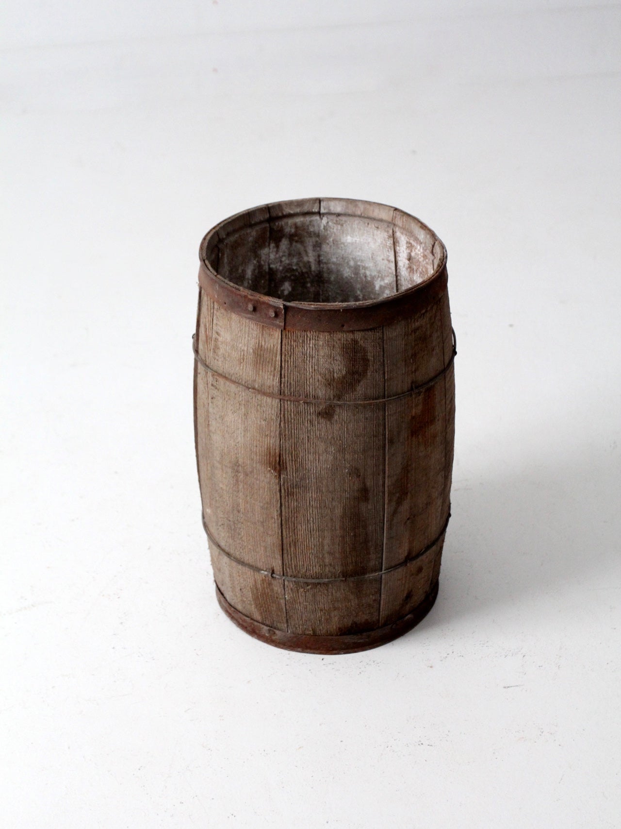 antique primitive wood barrel