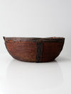 African coil bowl with leather