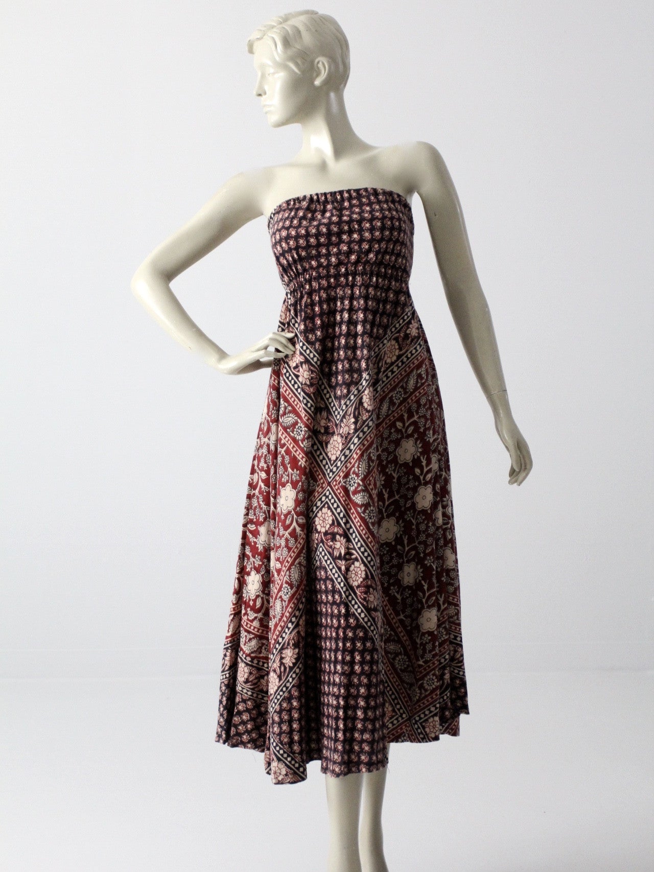vintage 70s India cotton strapless dress – 86 Vintage