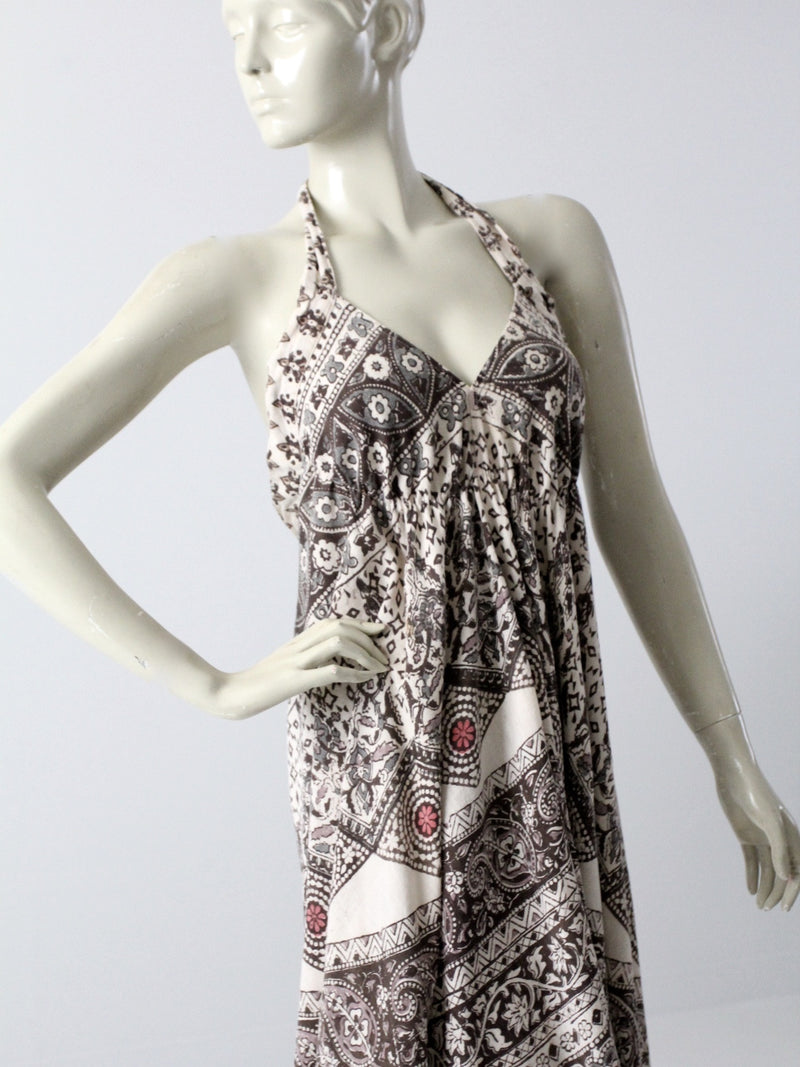 vintage 70s bohemian halter dress