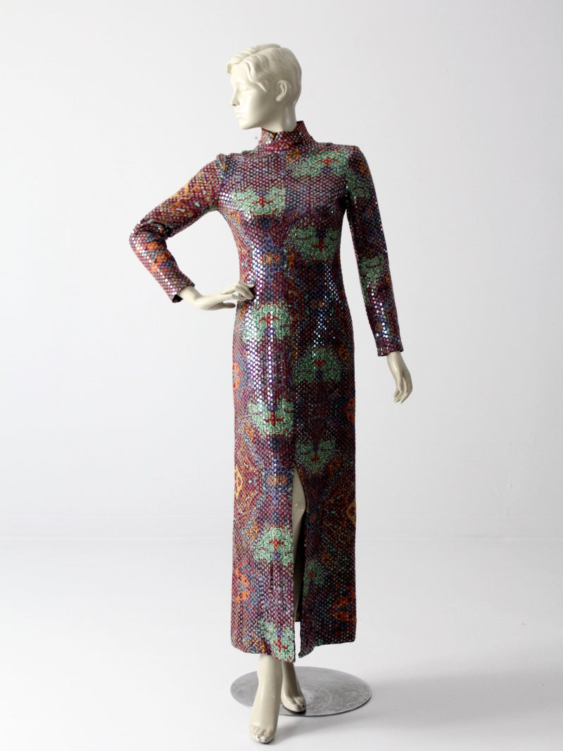vintage 70s sequin maxi dress by Malcolm Starr