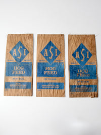 vintage ASI hog feed bags - set of 3