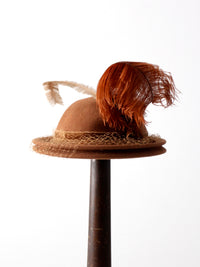 vintage 40s half veil hat with feathers