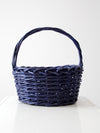 vintage large blue basket with handle