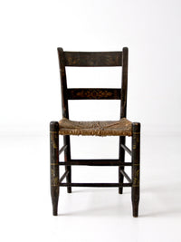 antique Hitchcock style painted rush seat chair