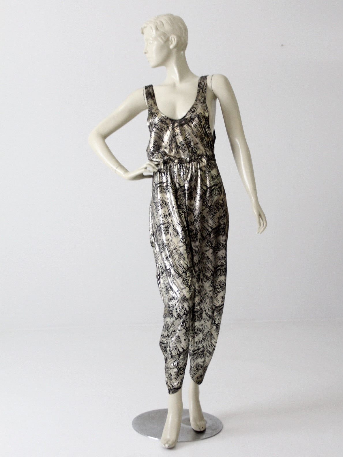 vintage 80s metallic harem jumpsuit