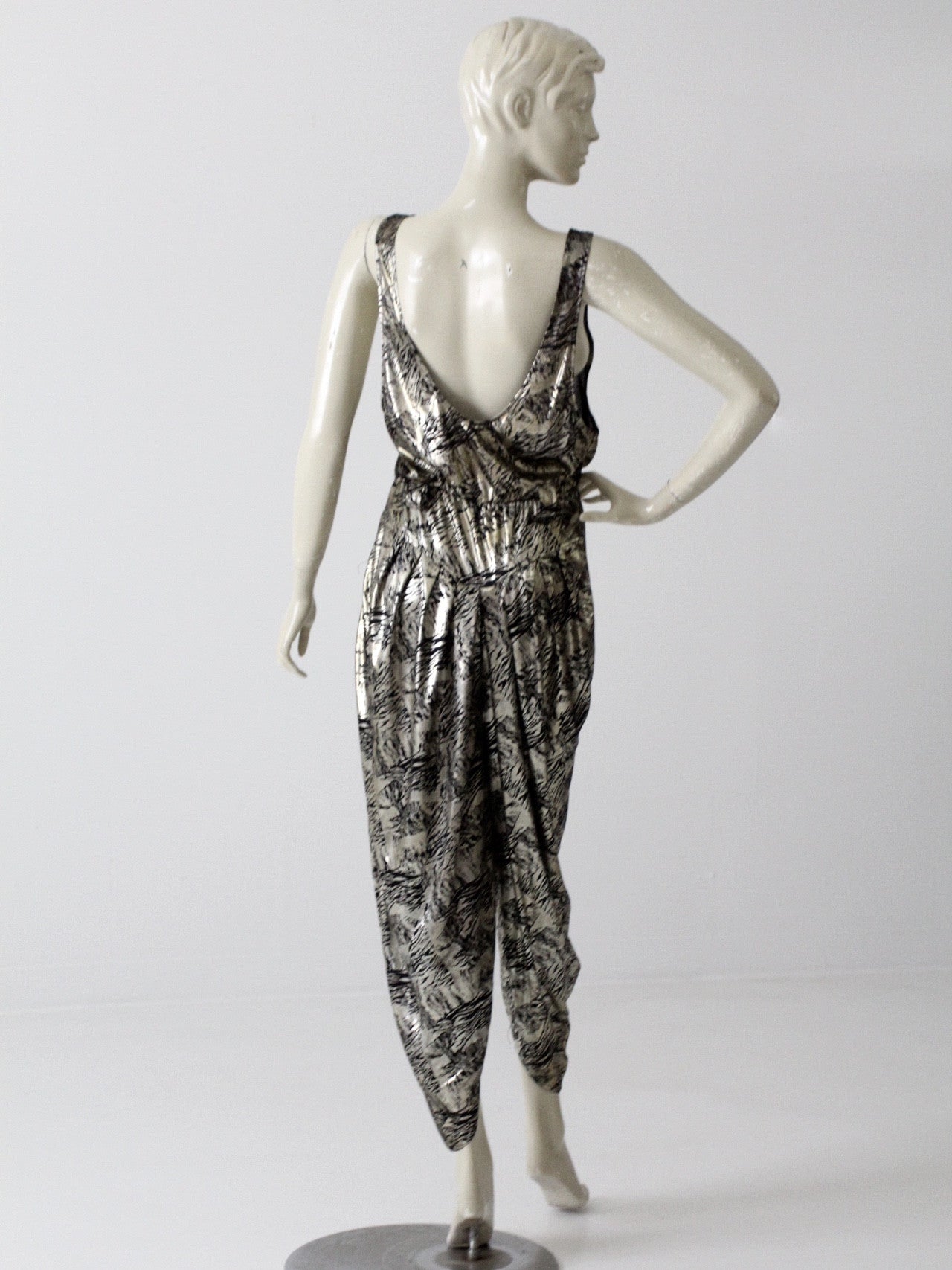 vintage 80s metallic harem jumpsuit