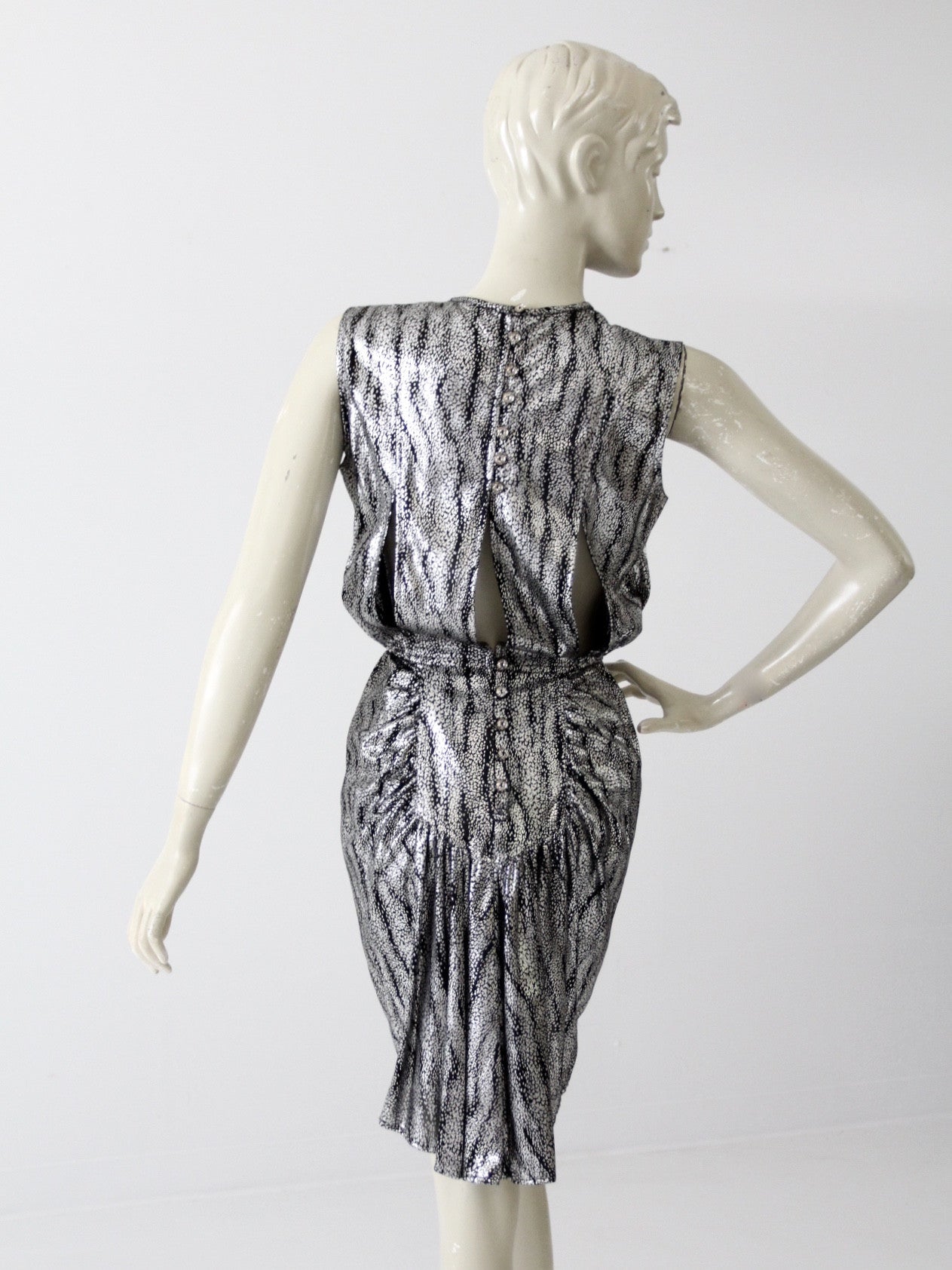 80s silver dress 80s Victor Costa Metallic Dress