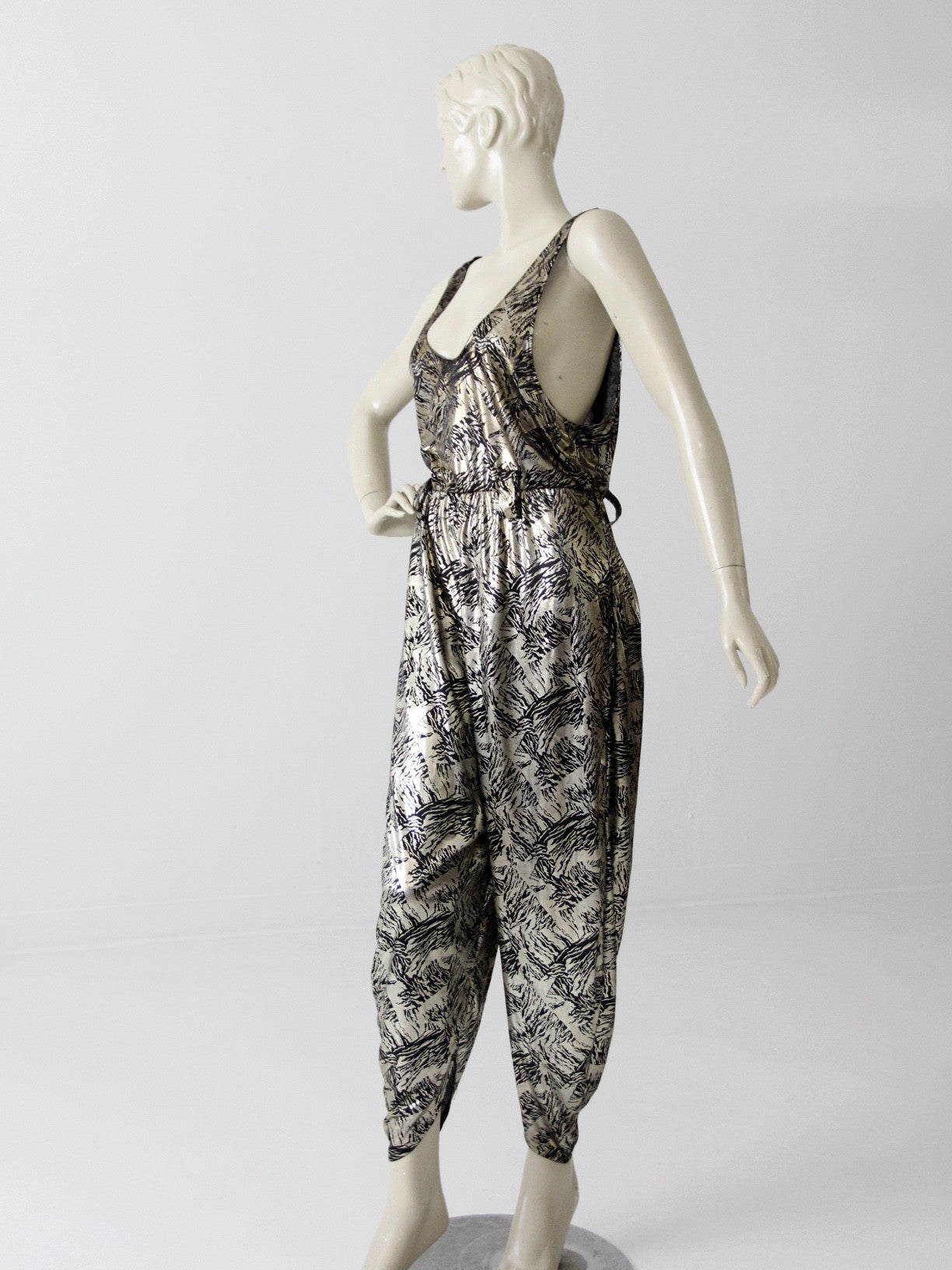 vintage 80s metallic harem jumpsuit