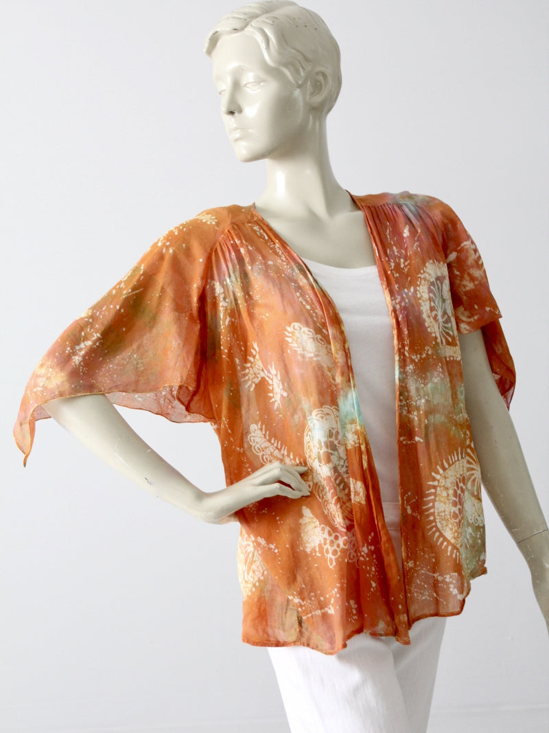 vintage 70s sheer cotton tie dye jacket