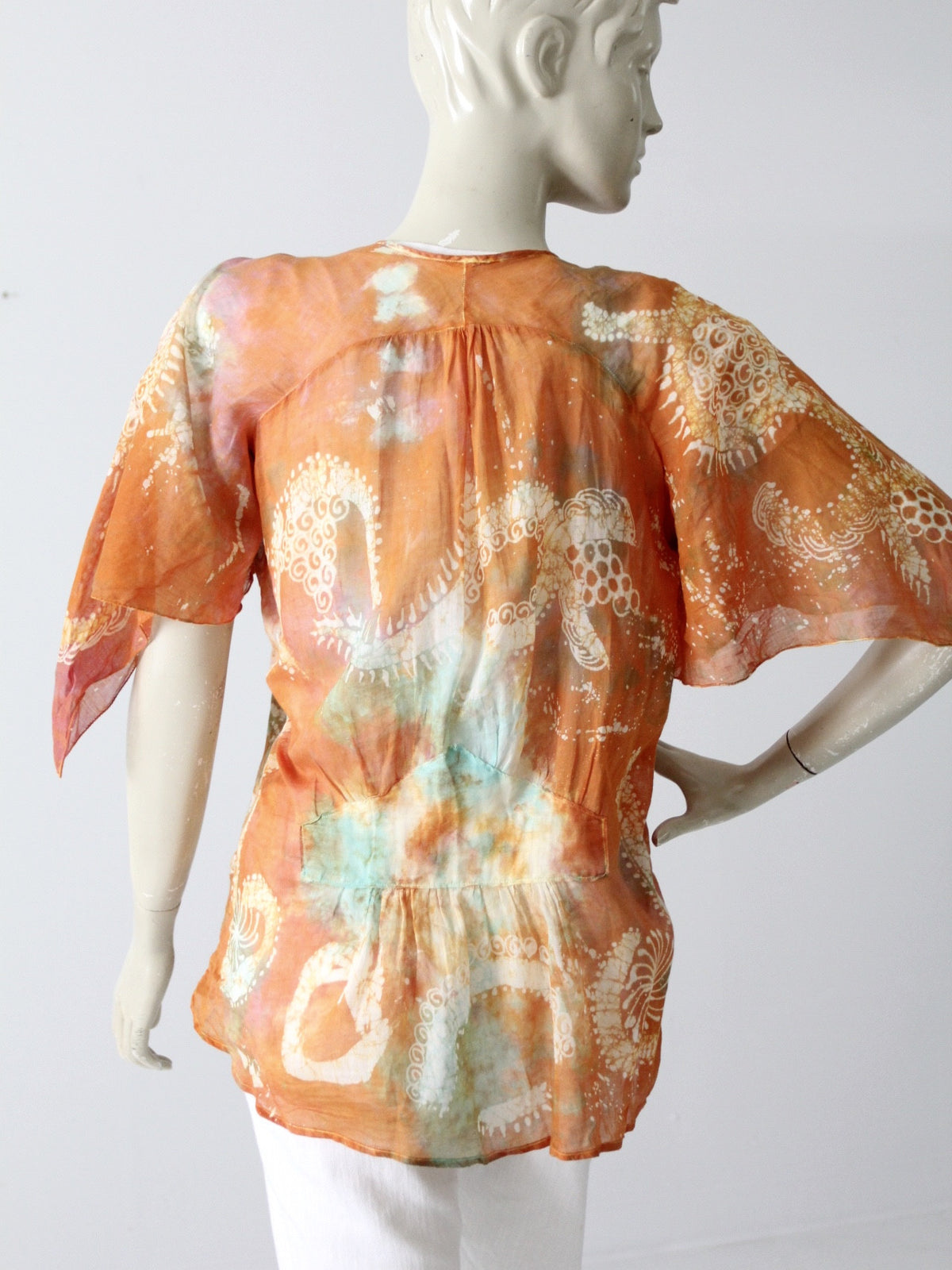 vintage 70s sheer cotton tie dye jacket