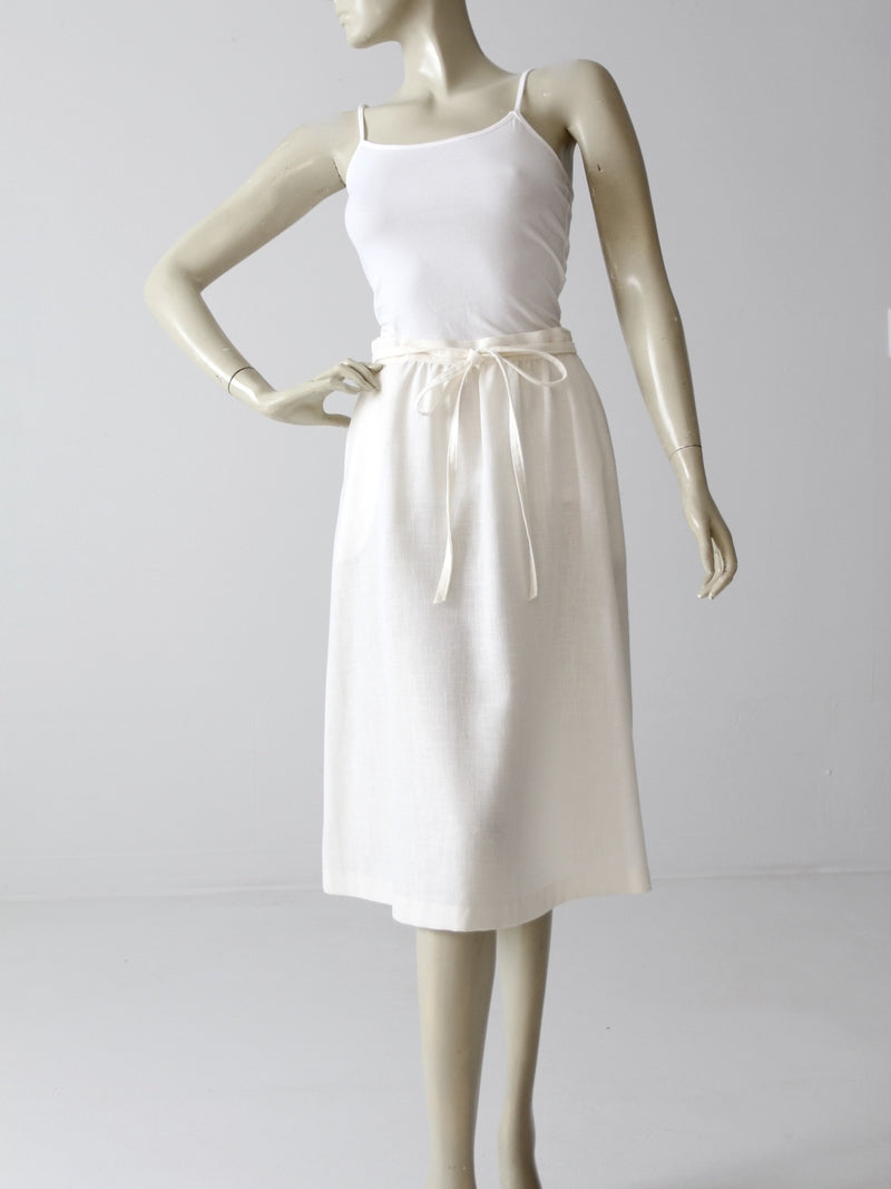 vintage 70s white wrap skirt