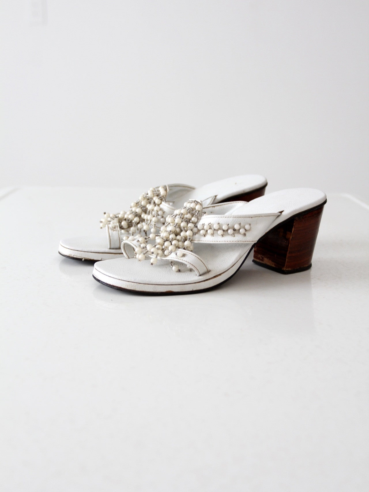 vintage chunky heel beaded sandals size 7.5 86 Vintage