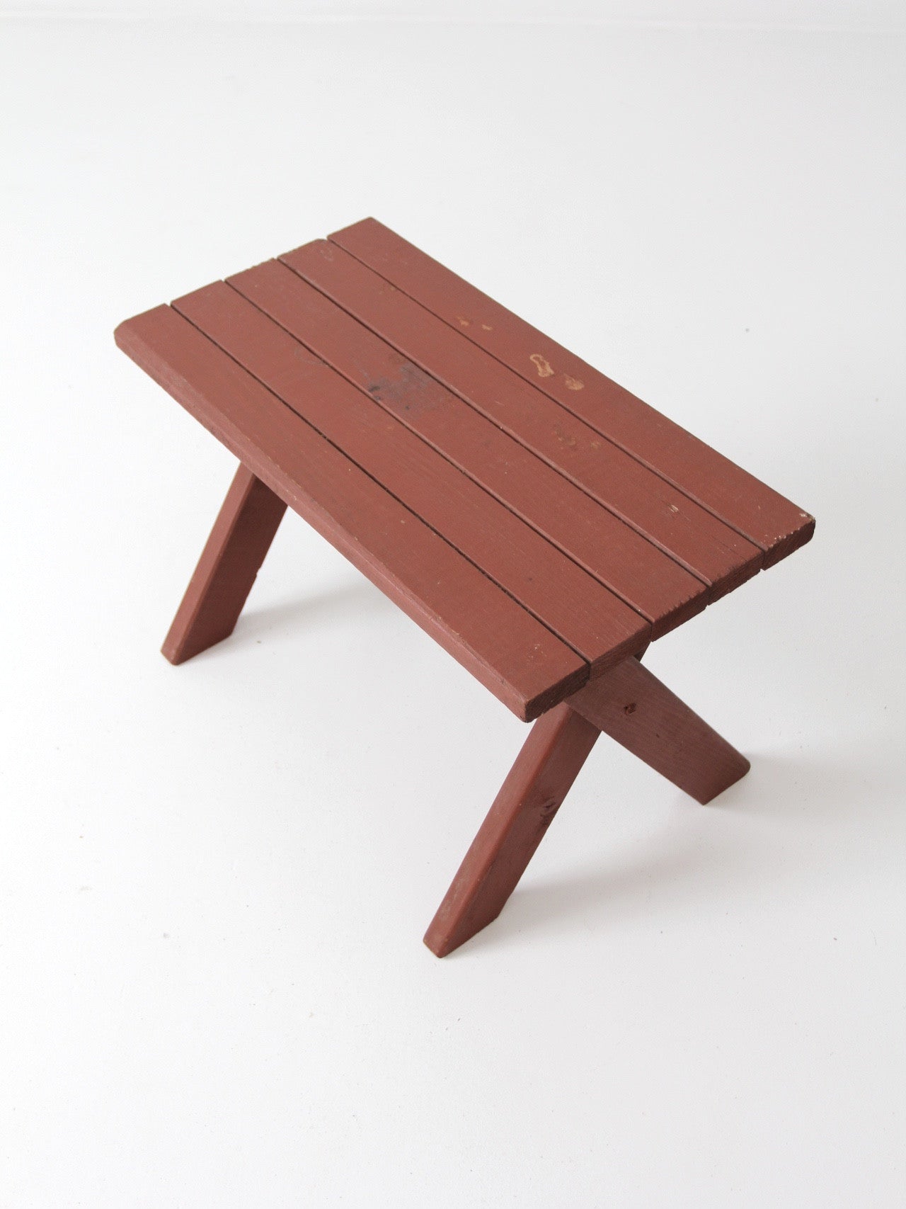 vintage slat wood patio bench