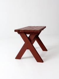 vintage slat wood patio bench