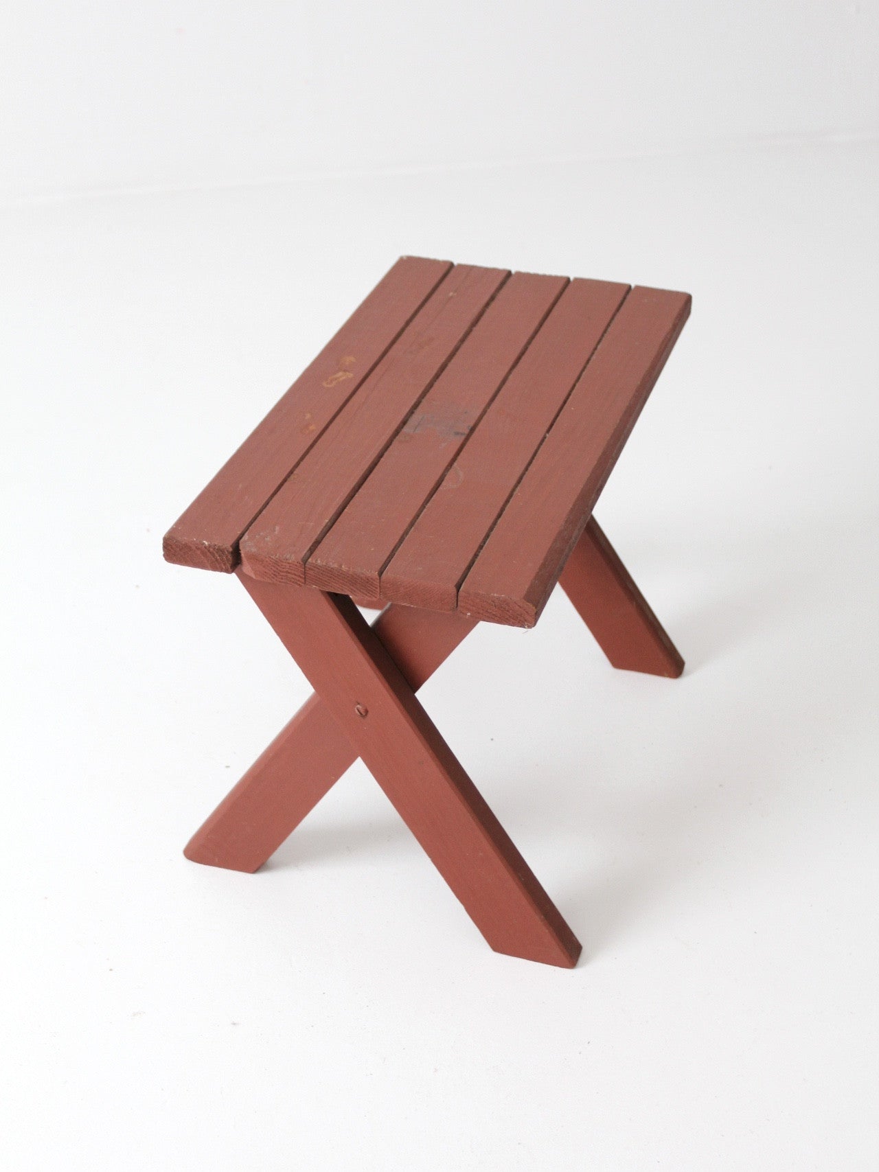 vintage slat wood patio bench