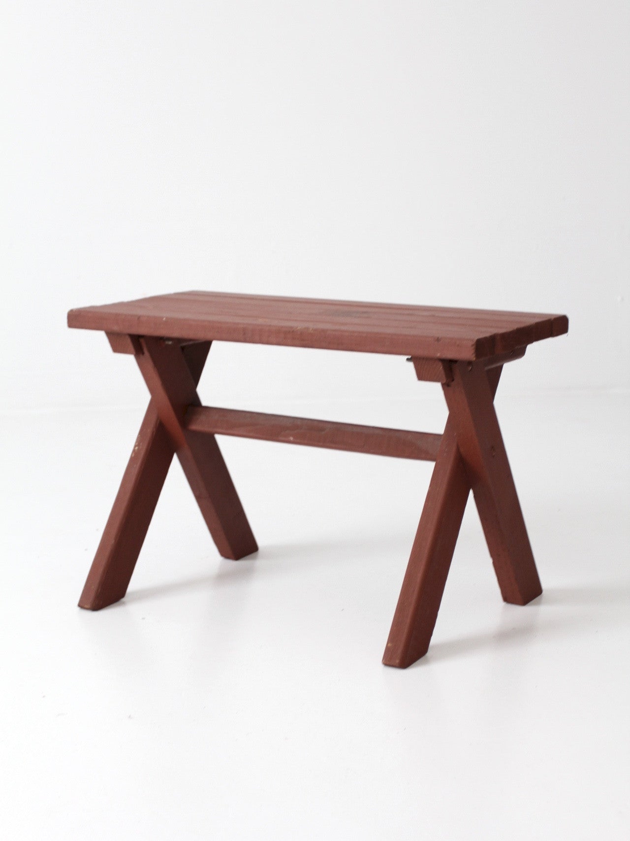 vintage slat wood patio bench