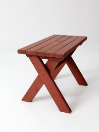 vintage slat wood patio bench