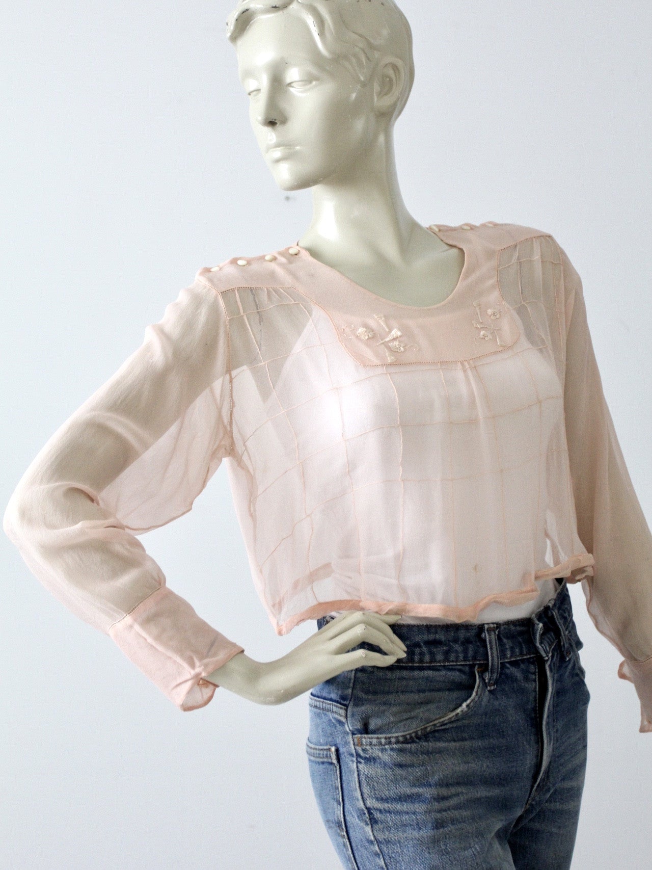antique Edwardian pink silk blouse