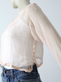 antique Edwardian pink silk blouse side button closure detail