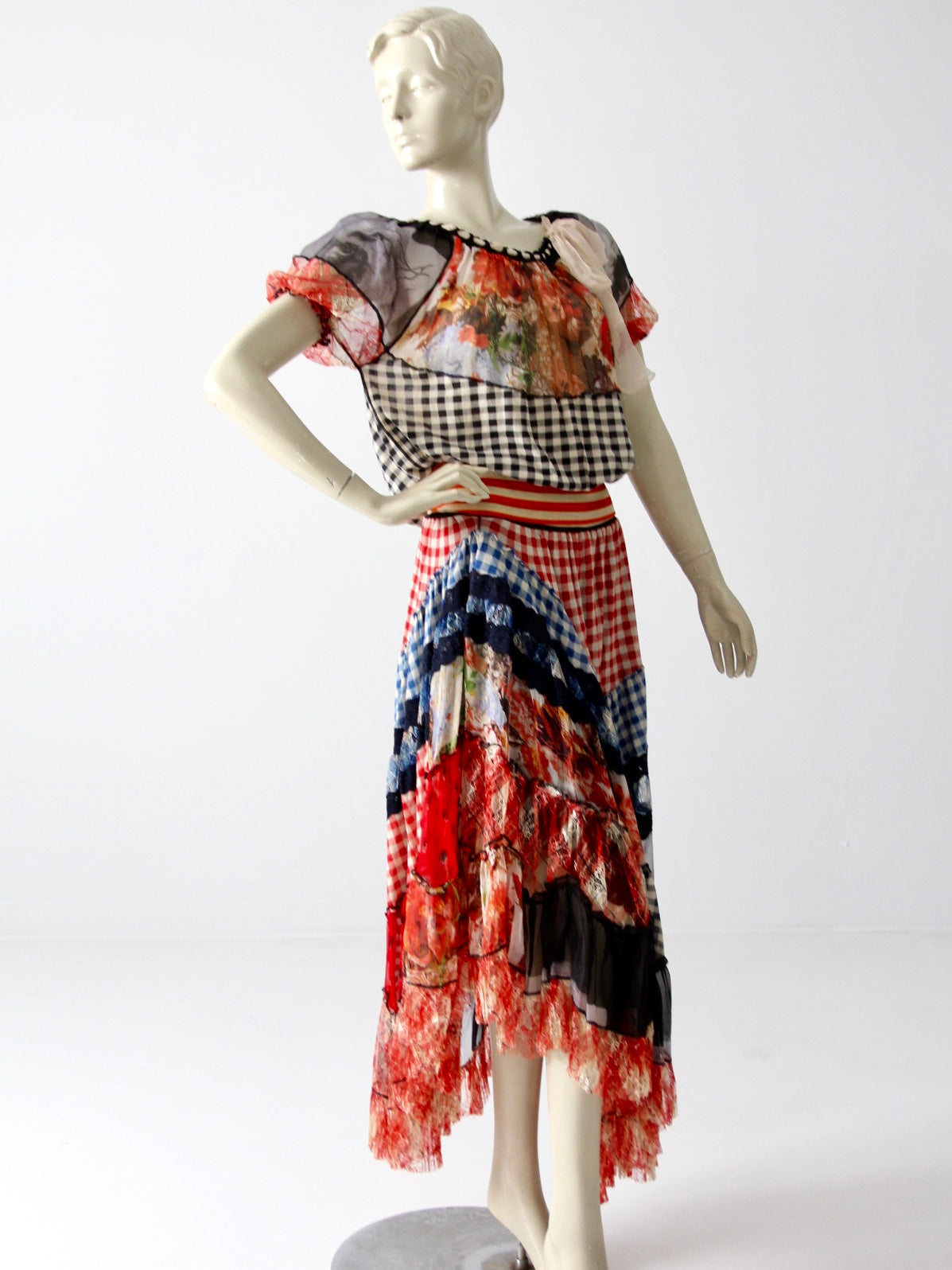 Jean Paul Gaultier chiffon skirt and blouse ensemble