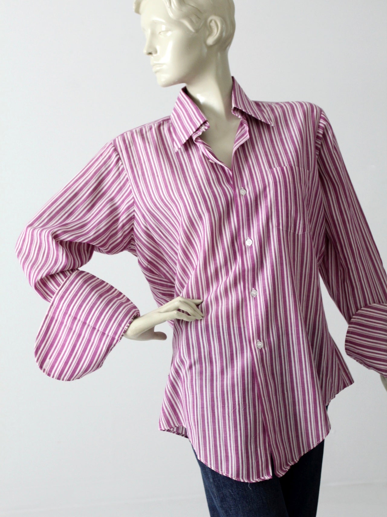 1960s men's button down shirt with french cuffs