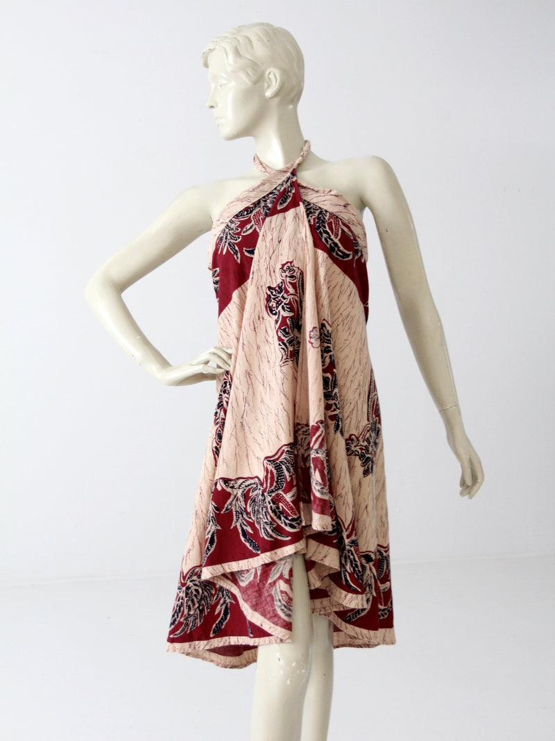 vintage 70s boho wrap skirt halter dress