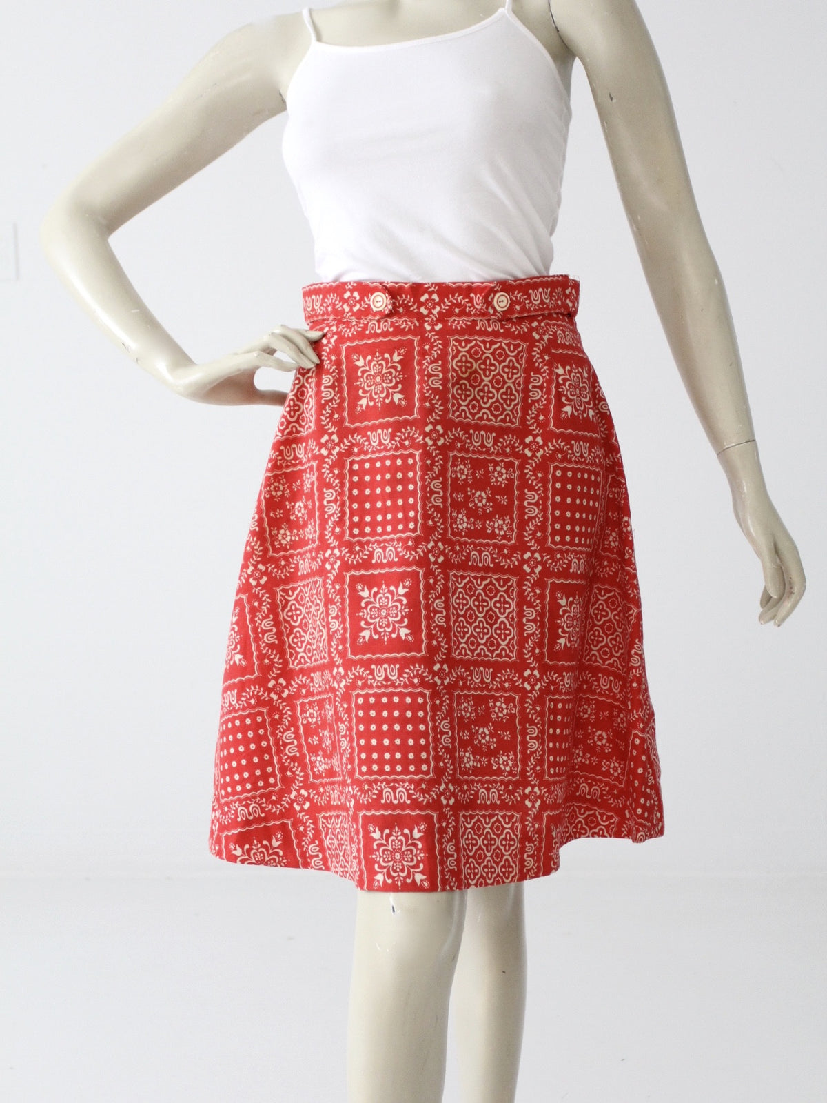 vintage bandana print a-line skirt