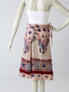 vintage 70s boho wrap skirt with bird print