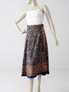 vintage 70s blue boho wrap skirt