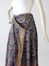 vintage 70s blue boho wrap skirt