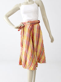 vintage 70s gauze cotton striped wrap skirt
