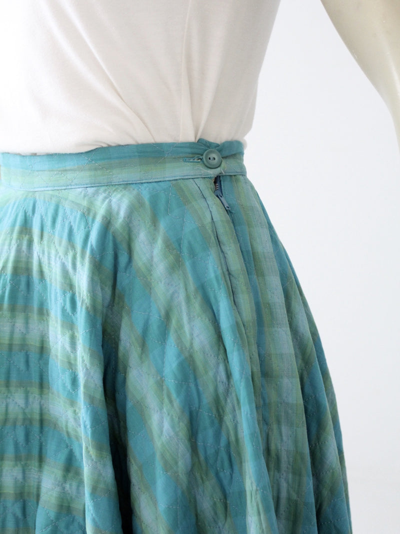 vintage 50s quilted circle skirt with metal side zip