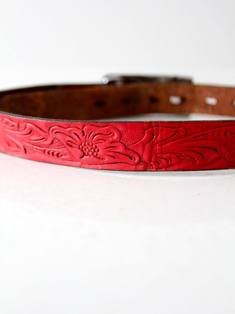 vintage kid's tooled leather belt