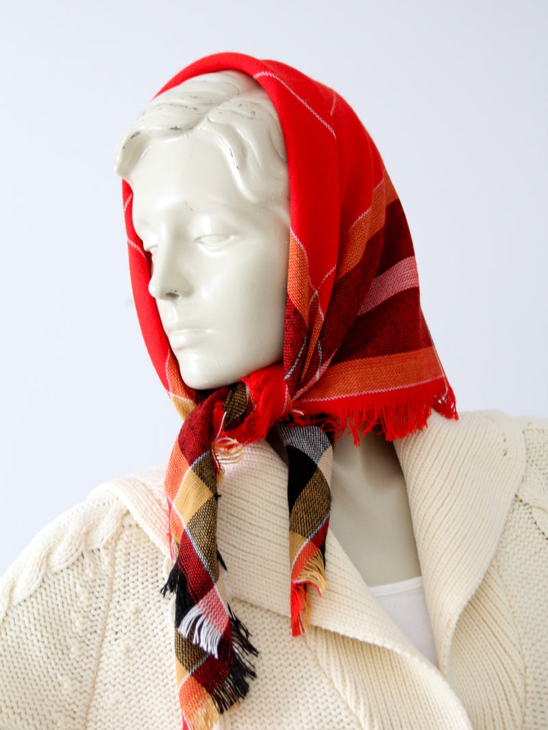 vintage red plaid scarf