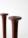 mid century wooden candle holders