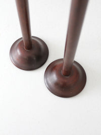 mid century wooden candle holders